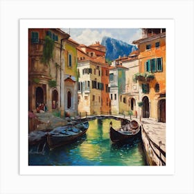 Gondolas In The Canal Art Print