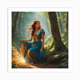 A Woman in the Woods Art Print