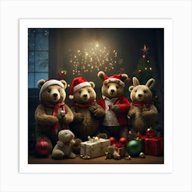 Teddy Bears Christmas Art Print