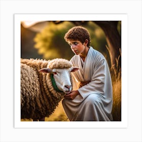 Jesus With Sheep Art Print