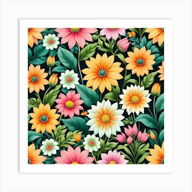 Floral Seamless Pattern 7 Art Print