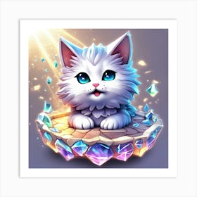 Cute Cat With Diamonds Art Print