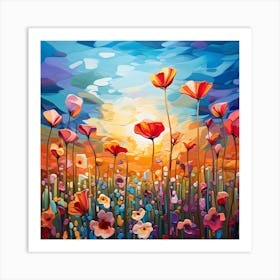 Artjuicebycsaba Summer Flower Field Changing To Fall Colors S 7a51264b Aaaa 41c1 A6ae 13839e0e1726 Art Print