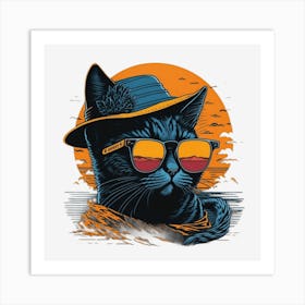 Cat In Sunglasses Art Print