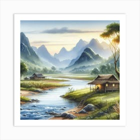 Asian Landscape Painting Art Print