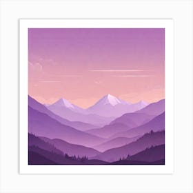 Misty mountains background in purple tone 130 Art Print