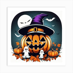 Halloween Pumpkin with hat 3 Art Print