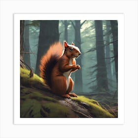 Red Squirrel In The Forest 60 Art Print