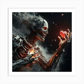 Skeleton Holding A Heart Art Print