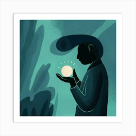 Illustration Of A Man Holding A Ball 1 Art Print