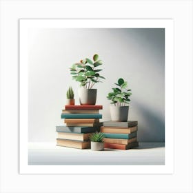 Books And Plants Art Print