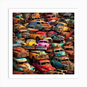 Rusty Cars Art Print