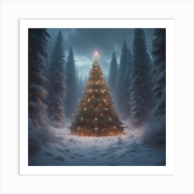 Christmas Tree In The Forest 73 Art Print