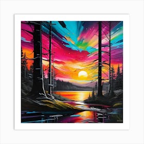 Sunset In The Woods 8 Art Print