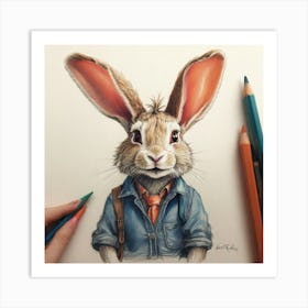 Rabbit In A Tie 1 Art Print