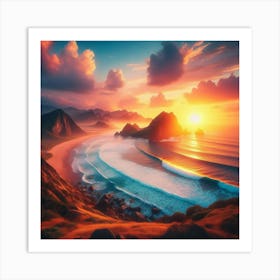 Sunset Over The Ocean 6 Art Print