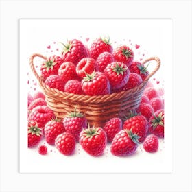 A basket of Raspberries 1 Art Print