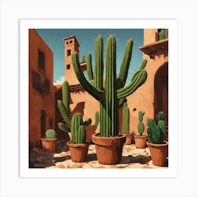 Cactus In Pots 4 Art Print