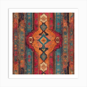 Moroccan carpet in bright, striped colors Art Print