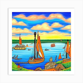 Sailboats In The Bayou Art Print