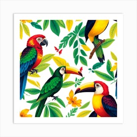 Seamless Pattern With Toucans Art Print