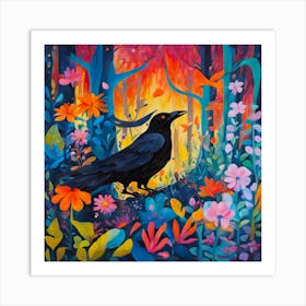 Crow In The Woods 1 Art Print