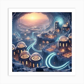 A Sci Fi Depiction Of The First Settlements On Plu Art Print