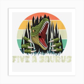 Kids Five Year Old Tyrannosaurus Dinosaur Kids 5th Birthday Art Print