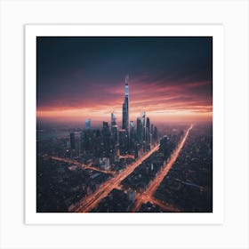 Skyscraper At Dusk Art Print