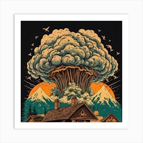 Wooden hut left behind by an atomic explosion 16 Art Print