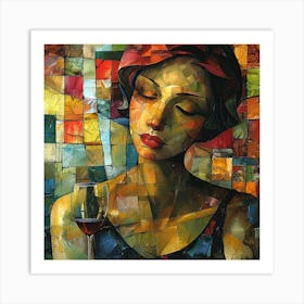 Woman With A Glass Of Wine Art Print