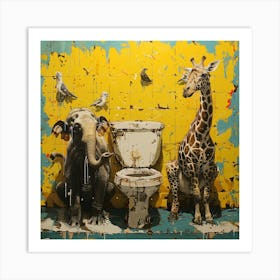 Giraffes And Birds 1 Art Print