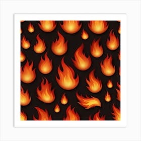 Flames On Black Background 3 Art Print