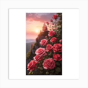 Roses On The Cliff Art Print