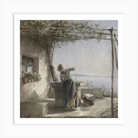 Woman Washing Clothes 1 Art Print