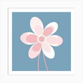 A White And Pink Flower In Minimalist Style Square Composition 40 Art Print