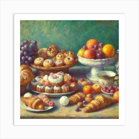Fruit And Pastries Art Print