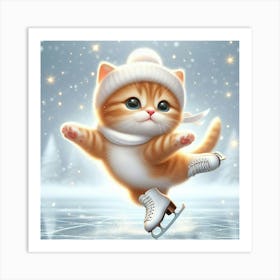 Ice Skating Kitten 1 Art Print