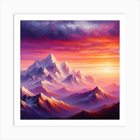 Sunset Over Mountains Art Print