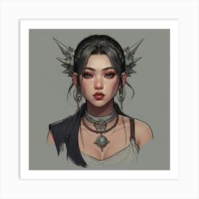 Asian Girl With Horns Art Print