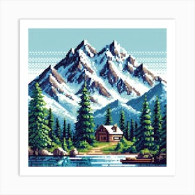 8-bit mountain landscape 3 Art Print