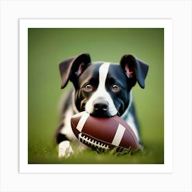 Dog With Football Art Print