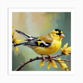 Maximalist Bird Painting American Goldfinch 1 Art Print 3 Art Print