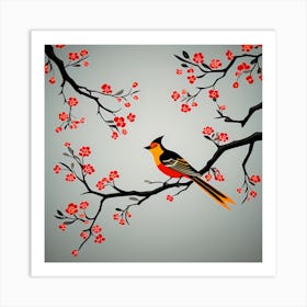 Indonesian Wayang Kulit, Bird On a Branch, folk art, 134 Art Print