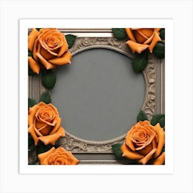 Orange Roses In A Frame 5 Art Print