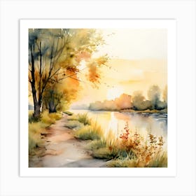 Watercolor Of A River 1 Art Print