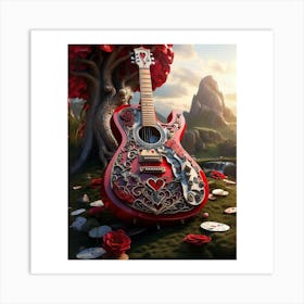 Heartstrings Monarchy Queen Of Hearts Guitar Elegance (30) Art Print