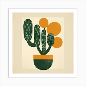 Rizwanakhan Simple Abstract Cactus Non Uniform Shapes Petrol 44 Art Print