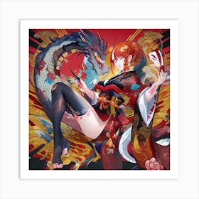 Dragon Girl Art Print