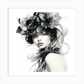 Black And White Hat Art Print